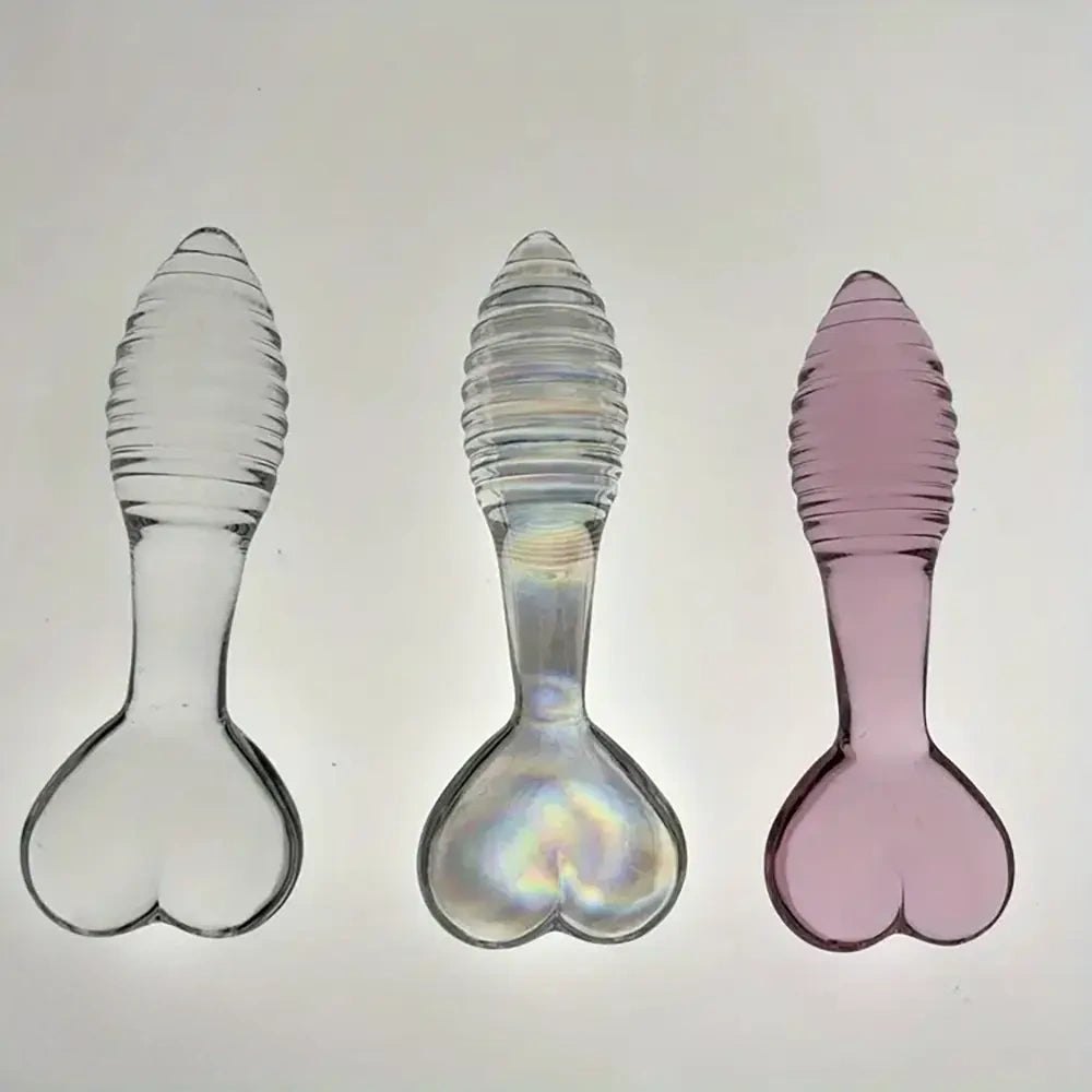 Glass spiral dildo with heart shaped base, photo 5