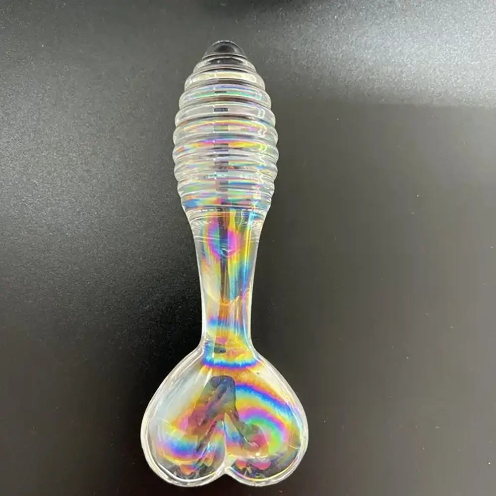 Glass spiral dildo with heart shaped base, photo 6