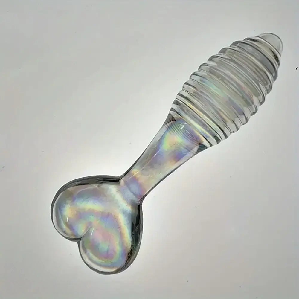 Glass spiral dildo with heart shaped base, photo 8