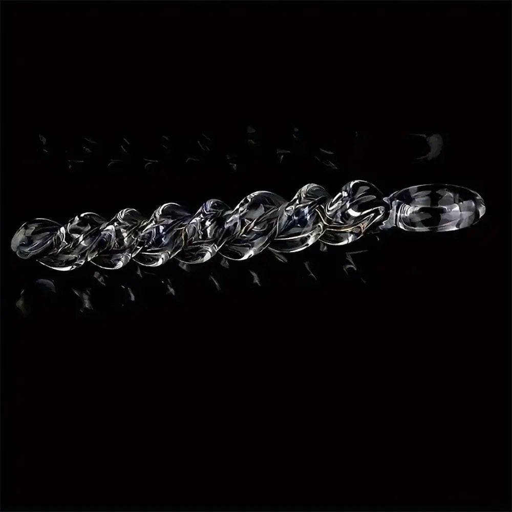 Clear spiral glass dildo with ring handle, photo 4