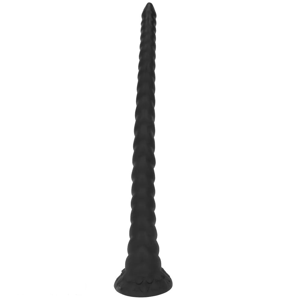 Black spiral horn silicone fantasy dildo