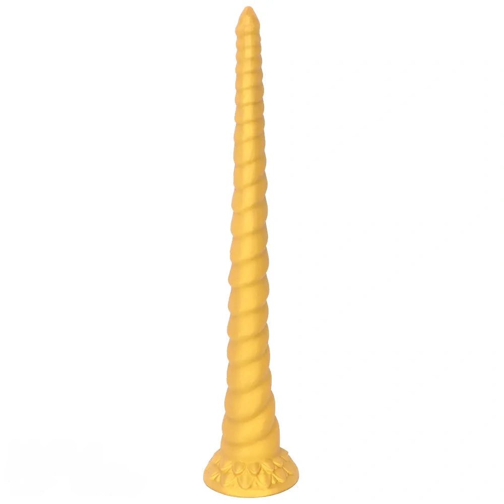 Gold spiral horn silicone fantasy dildo