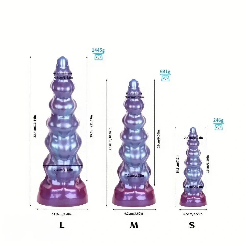 Purple and blue spiral fantasy silicone dildo, photo 11