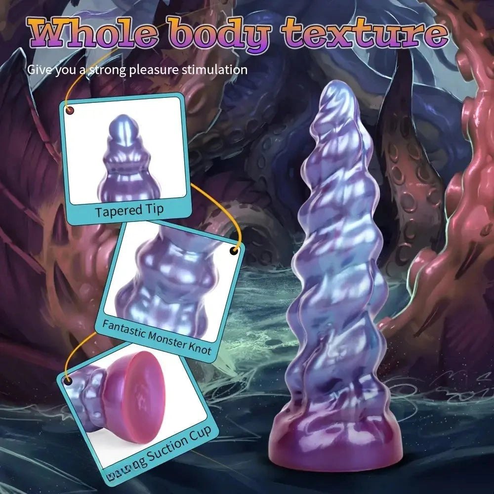 Purple and blue spiral fantasy silicone dildo, photo 12