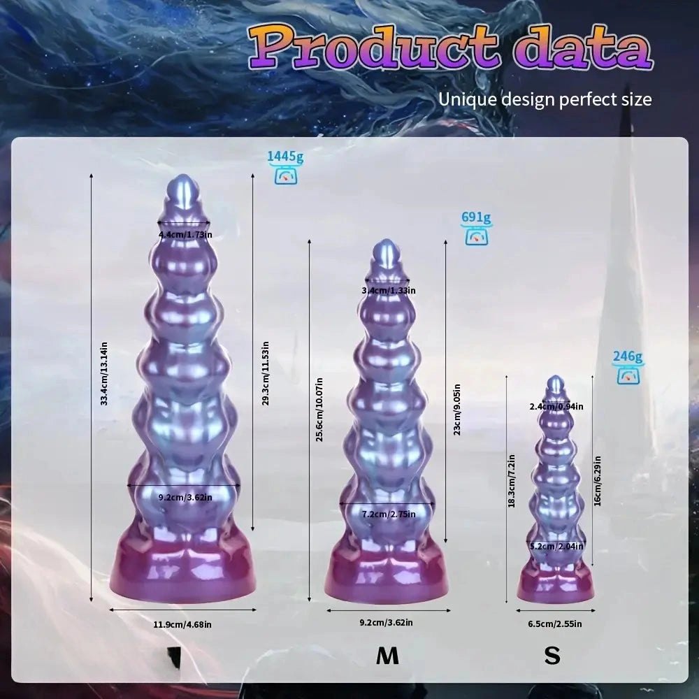 Purple and blue spiral fantasy silicone dildo, photo 13