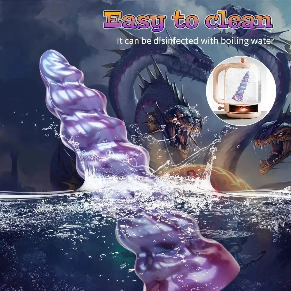 Purple and blue spiral fantasy silicone dildo, photo 14