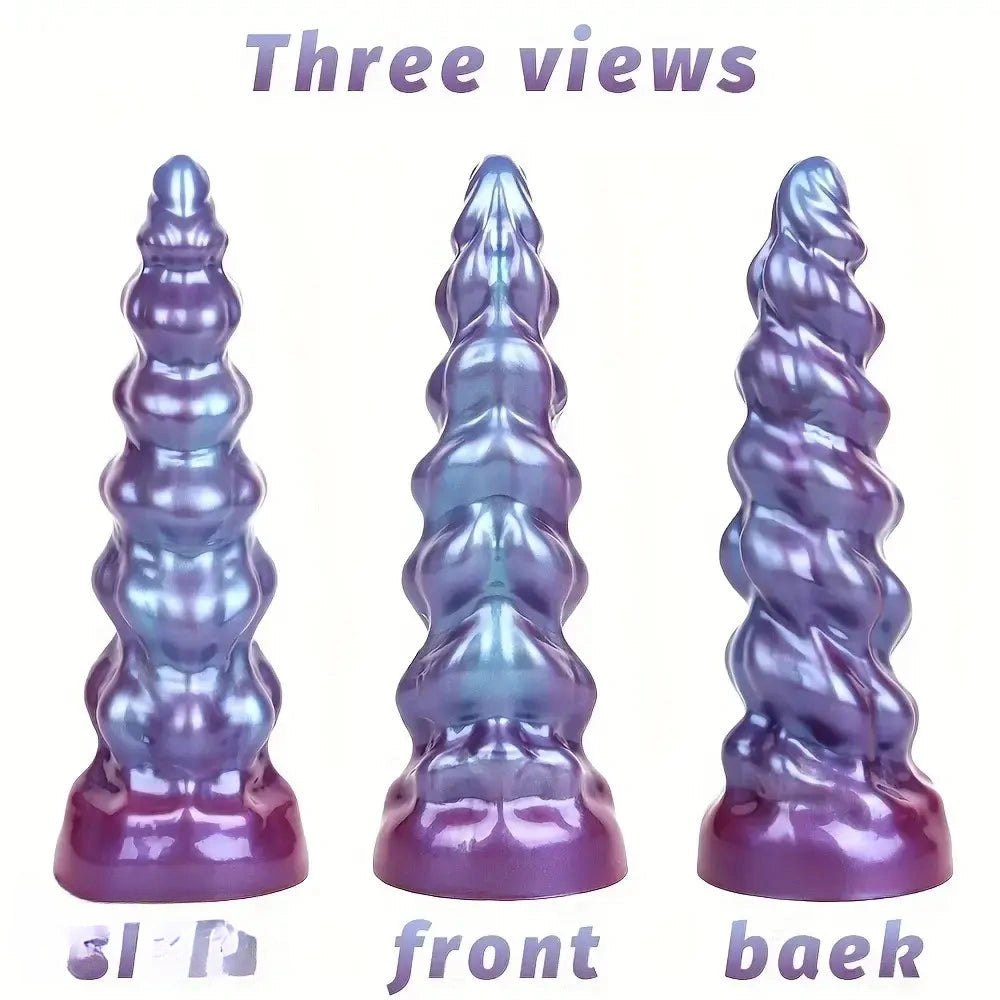 Purple and blue spiral fantasy silicone dildo, photo 2