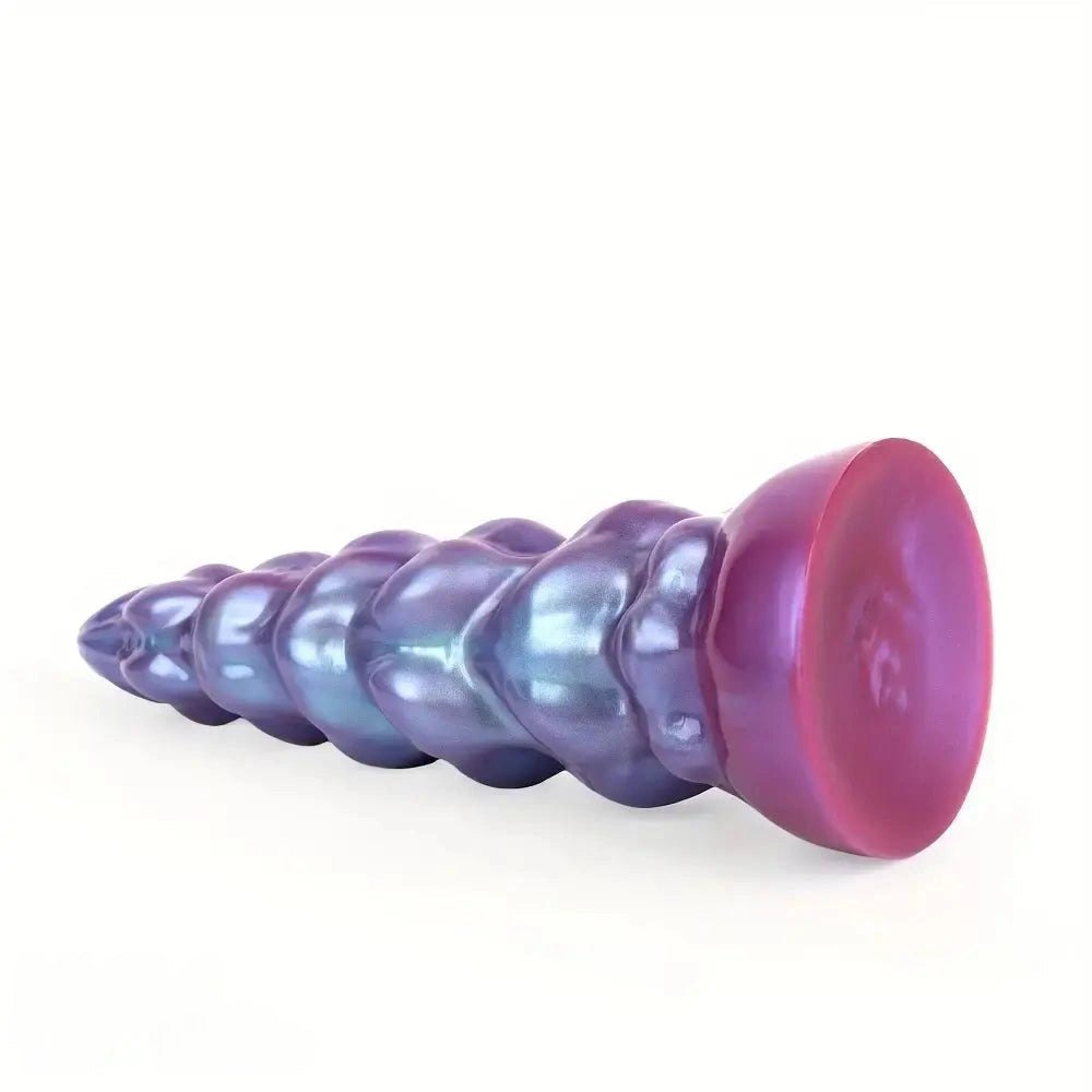 Purple and blue spiral fantasy silicone dildo, photo 3