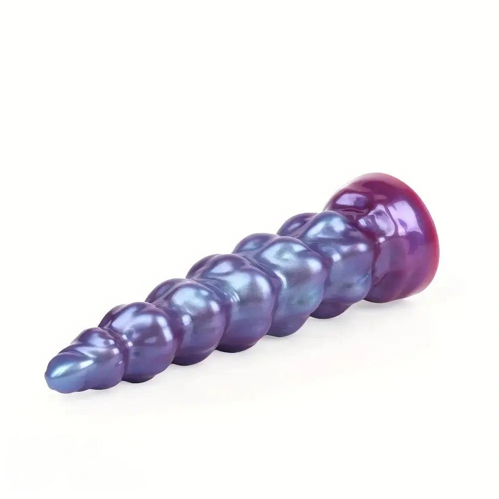 Purple and blue spiral fantasy silicone dildo, photo 4