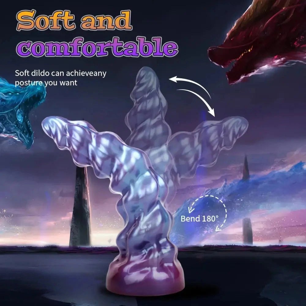 Purple and blue spiral fantasy silicone dildo, photo 6