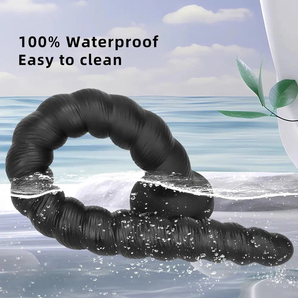 Black spiral ribbed silicone dildo, photo 10