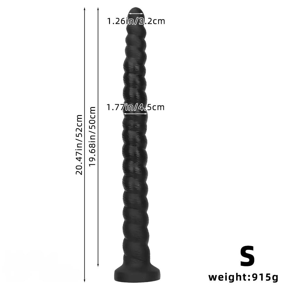 Black spiral ribbed silicone dildo, photo 11