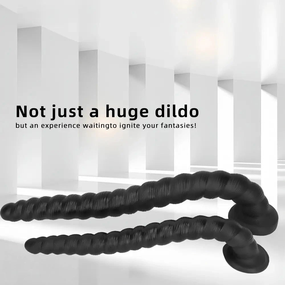 Black spiral ribbed silicone dildo, photo 5
