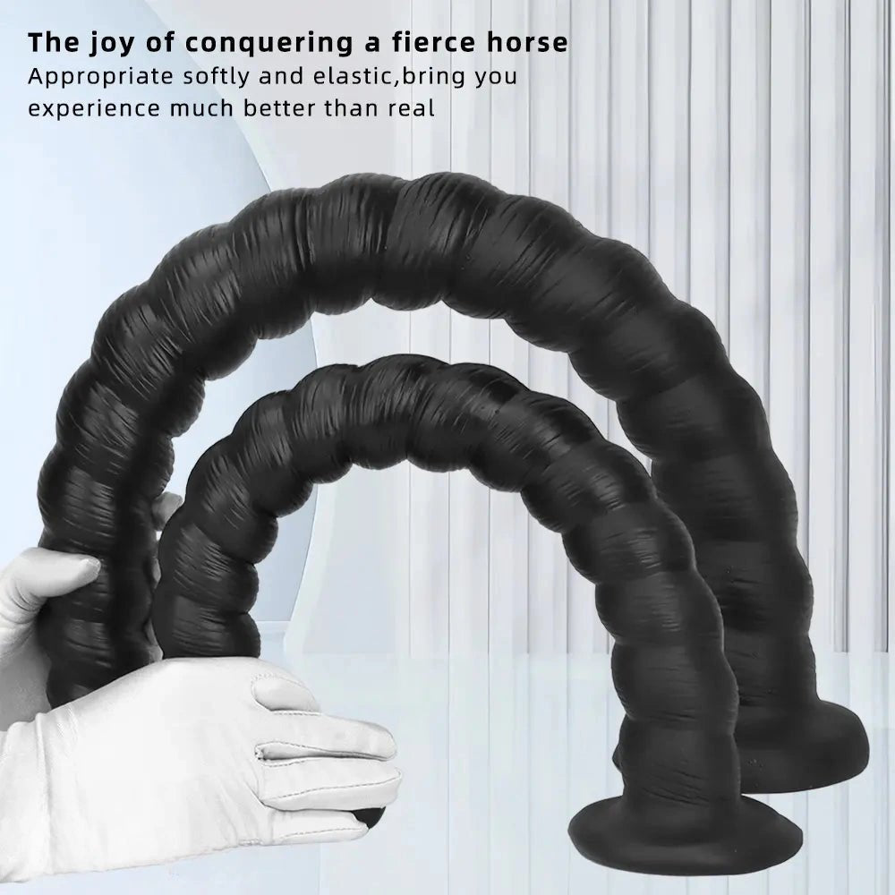 Black spiral ribbed silicone dildo, photo 6