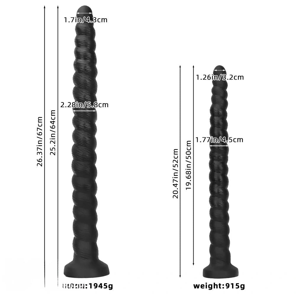 Black spiral ribbed silicone dildo, photo 8