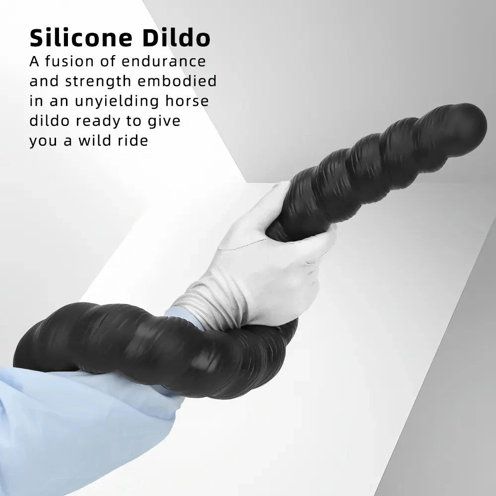Black spiral ribbed silicone dildo, photo 9