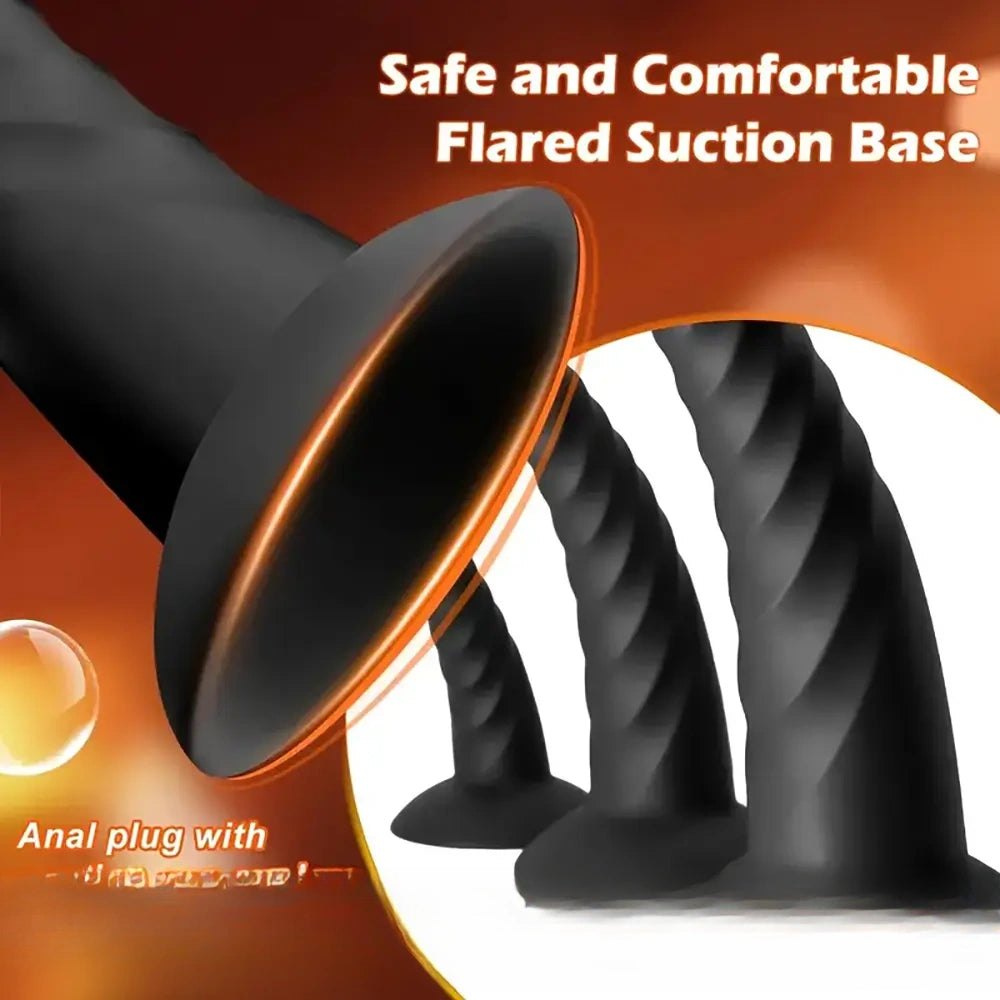 Spiral ribbed silicone anal dildo with suction cup base, photo 10