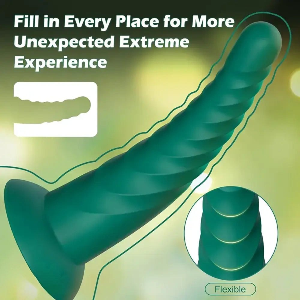 Spiral ribbed silicone anal dildo with suction cup base, photo 8