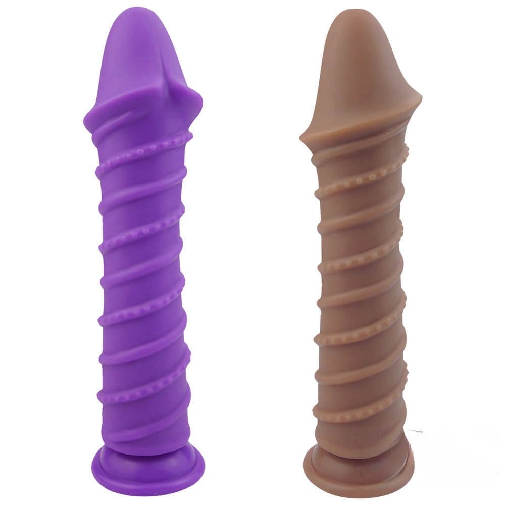 Spiral ribbed silicone suction cup dildo, photo 1