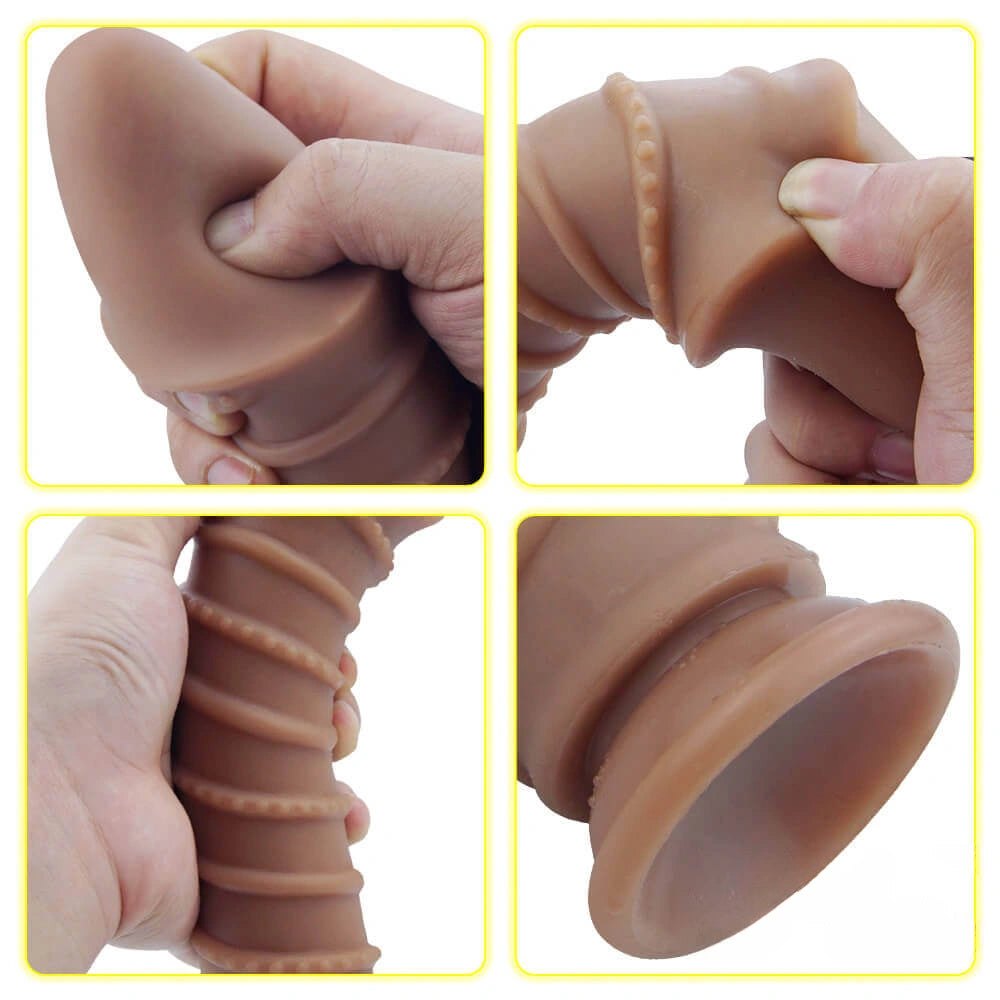 Spiral ribbed silicone suction cup dildo, photo 10