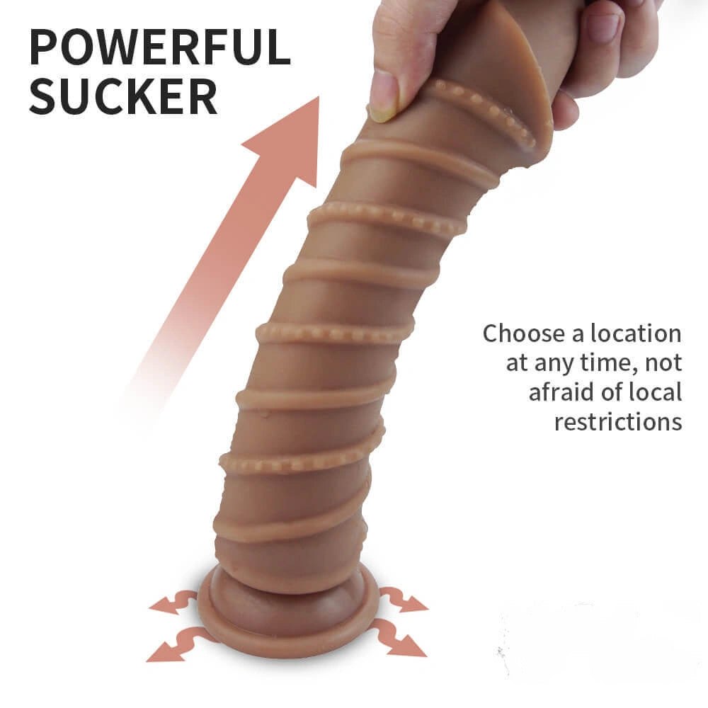 Spiral ribbed silicone suction cup dildo, photo 2