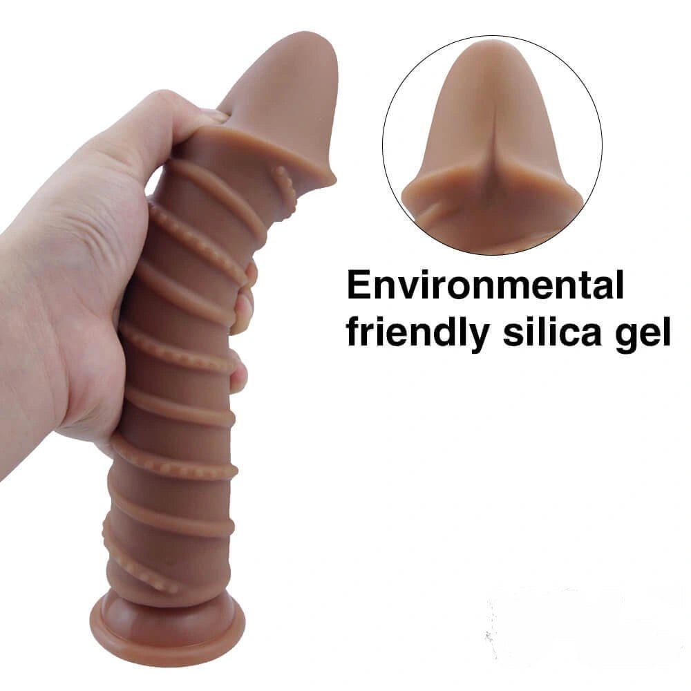 Spiral ribbed silicone suction cup dildo, photo 9