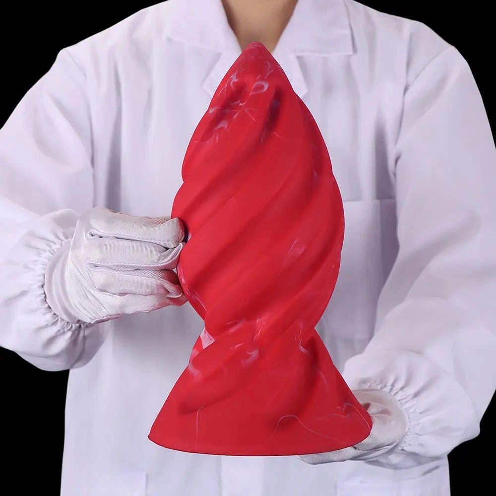 Red spiral ridged silicone anal plug, photo 11