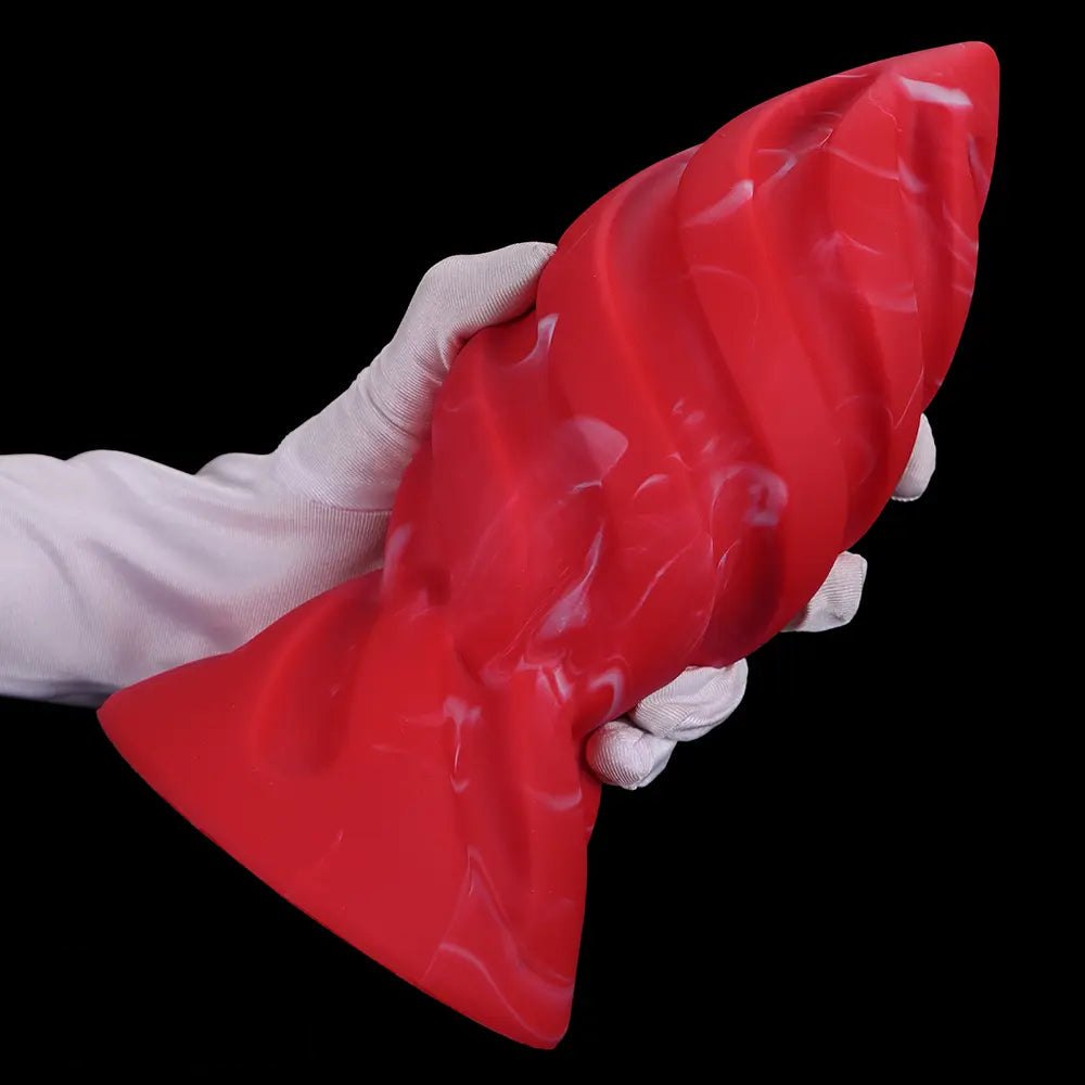 Red spiral ridged silicone anal plug, photo 12