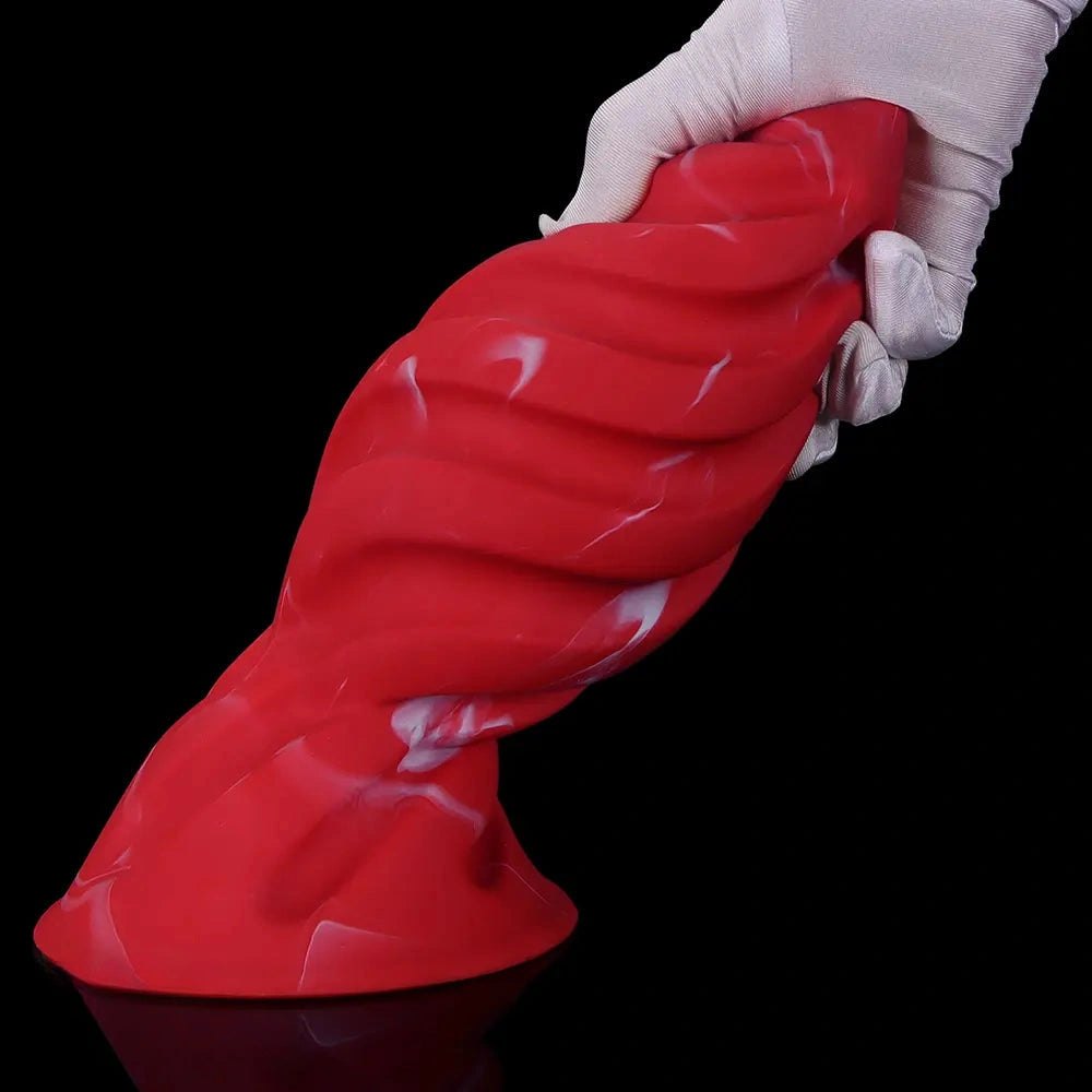 Red spiral ridged silicone anal plug, photo 13