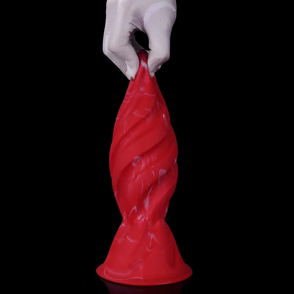 Red spiral ridged silicone anal plug, photo 14
