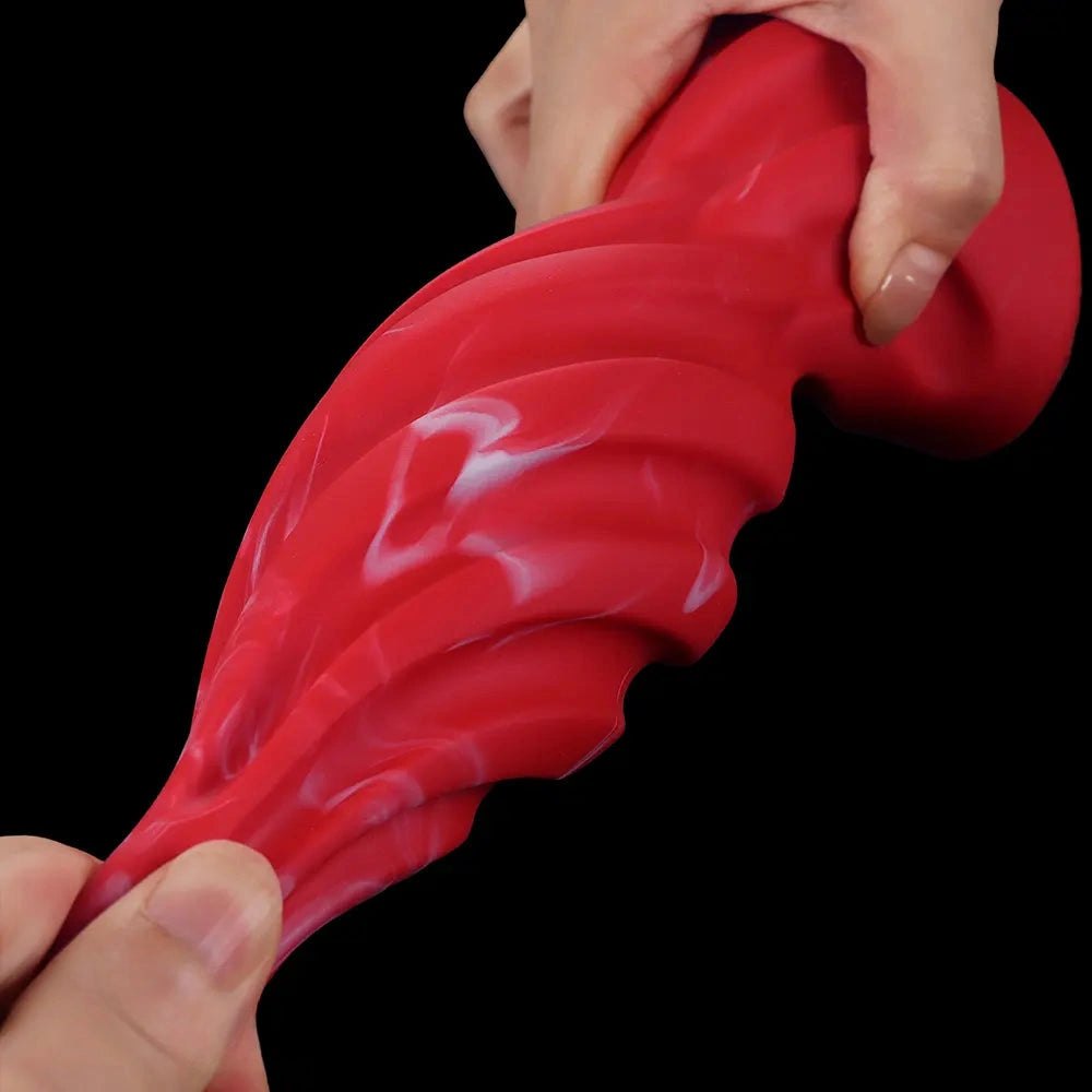 Red spiral ridged silicone anal plug, photo 15