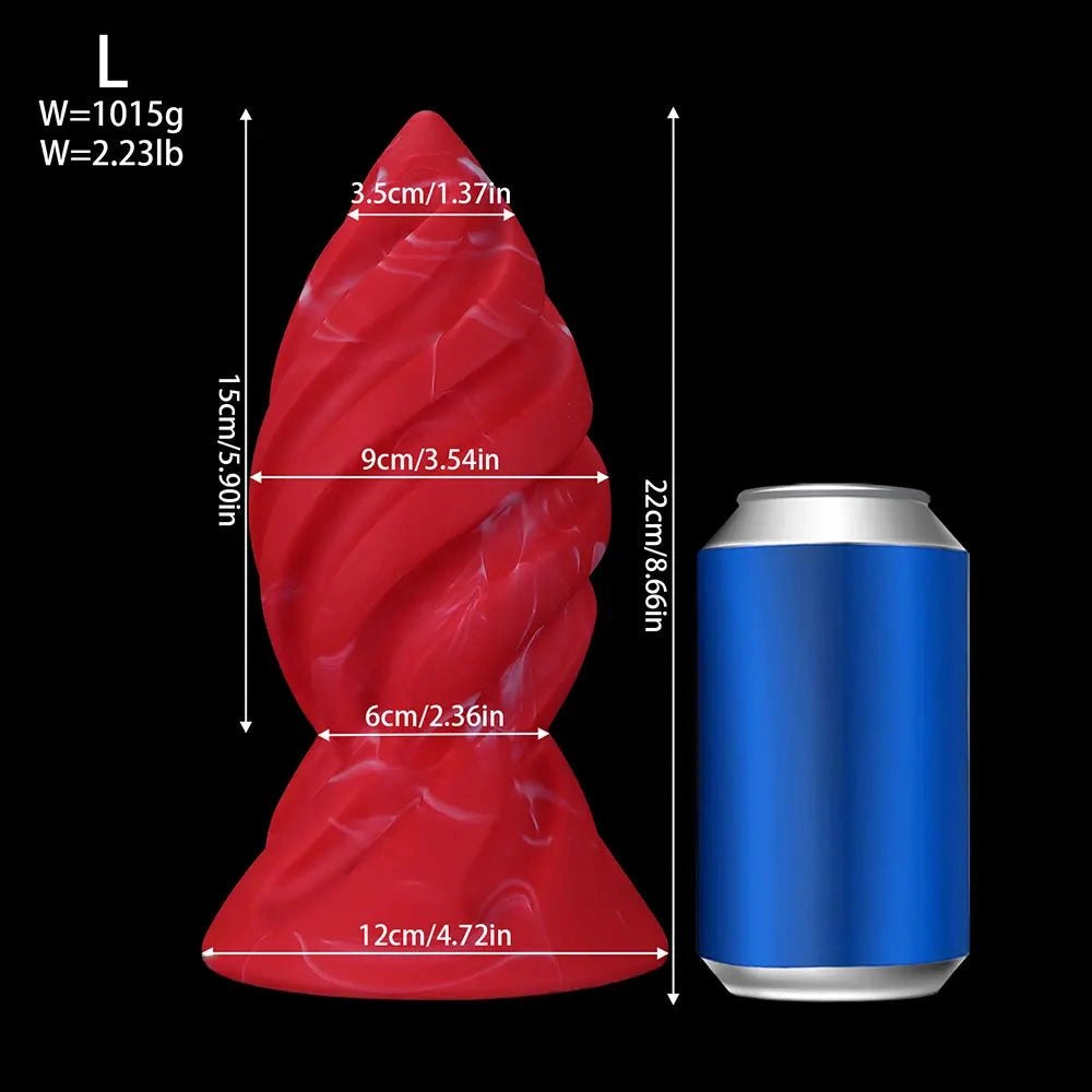 Red spiral ridged silicone anal plug, photo 16