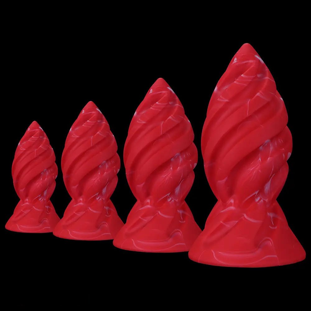 Red spiral ridged silicone anal plug, photo 2