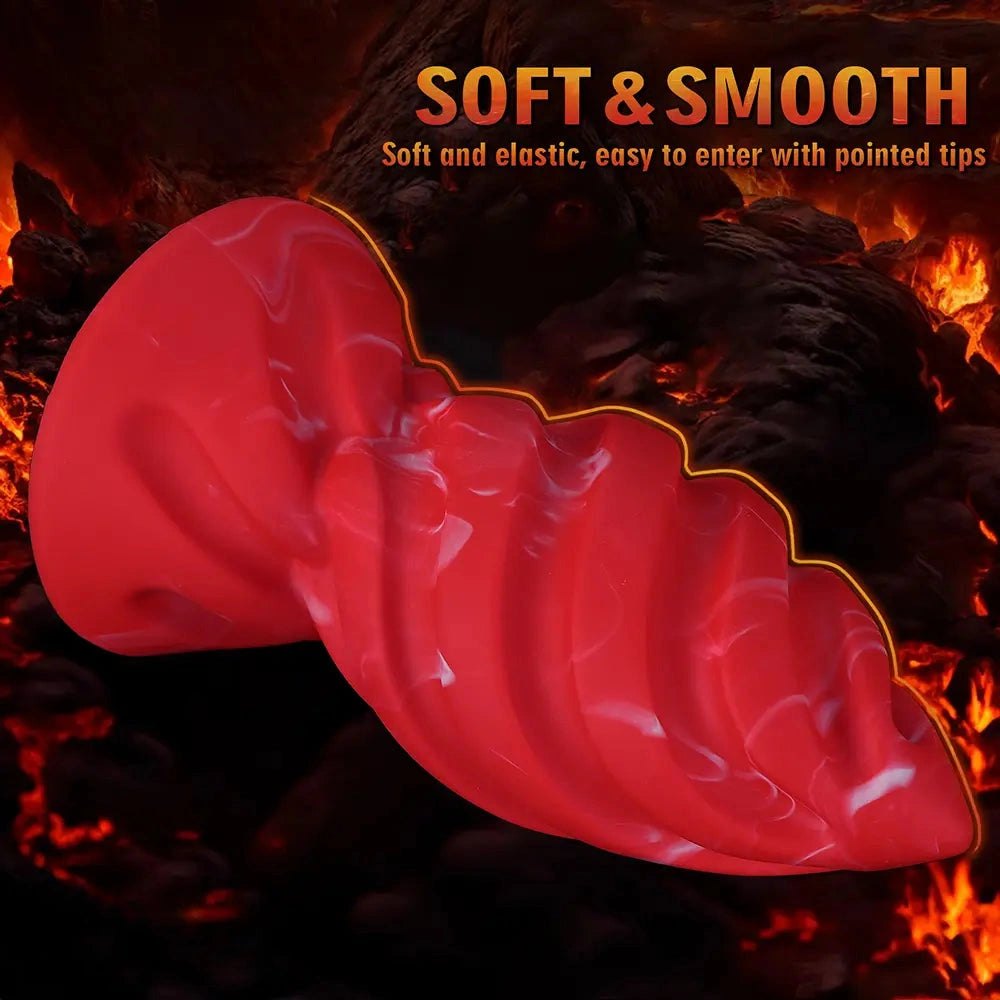 Red spiral ridged silicone anal plug, photo 3