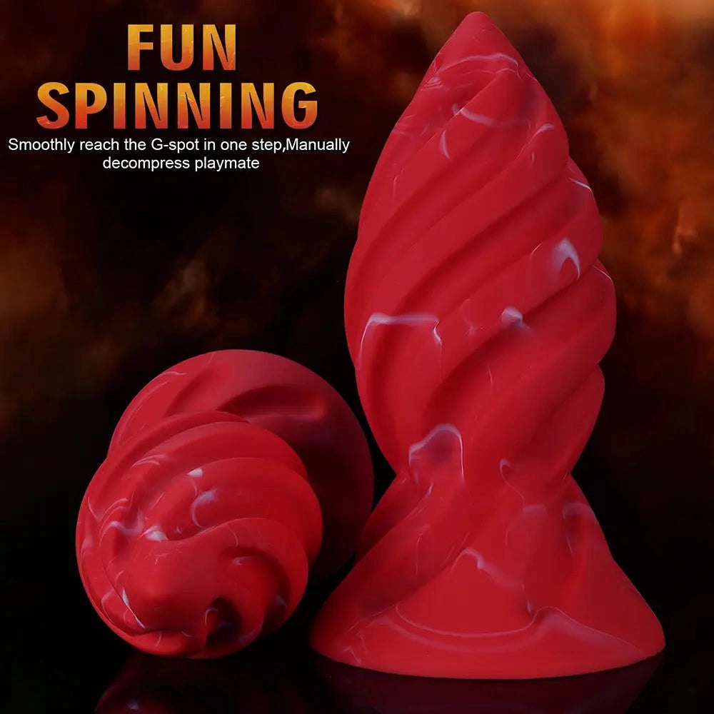 Red spiral ridged silicone anal plug, photo 6