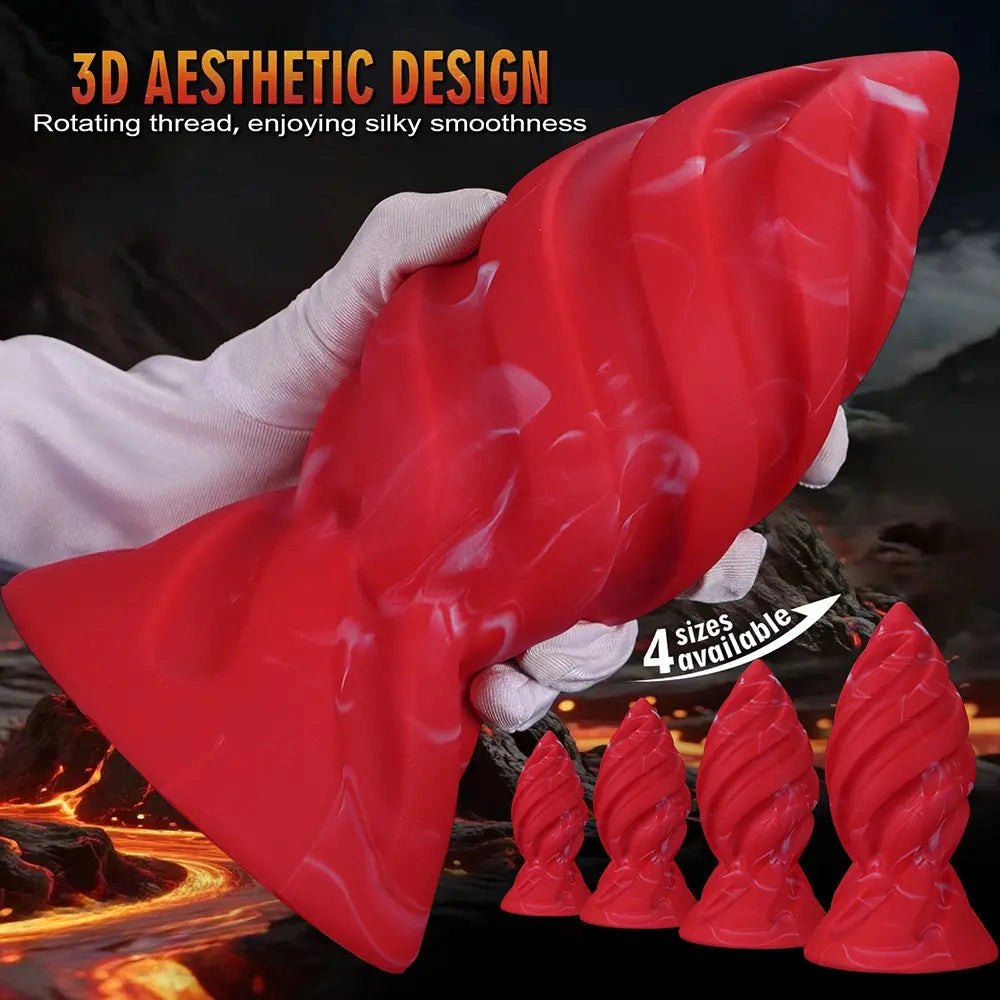 Red spiral ridged silicone anal plug, photo 8