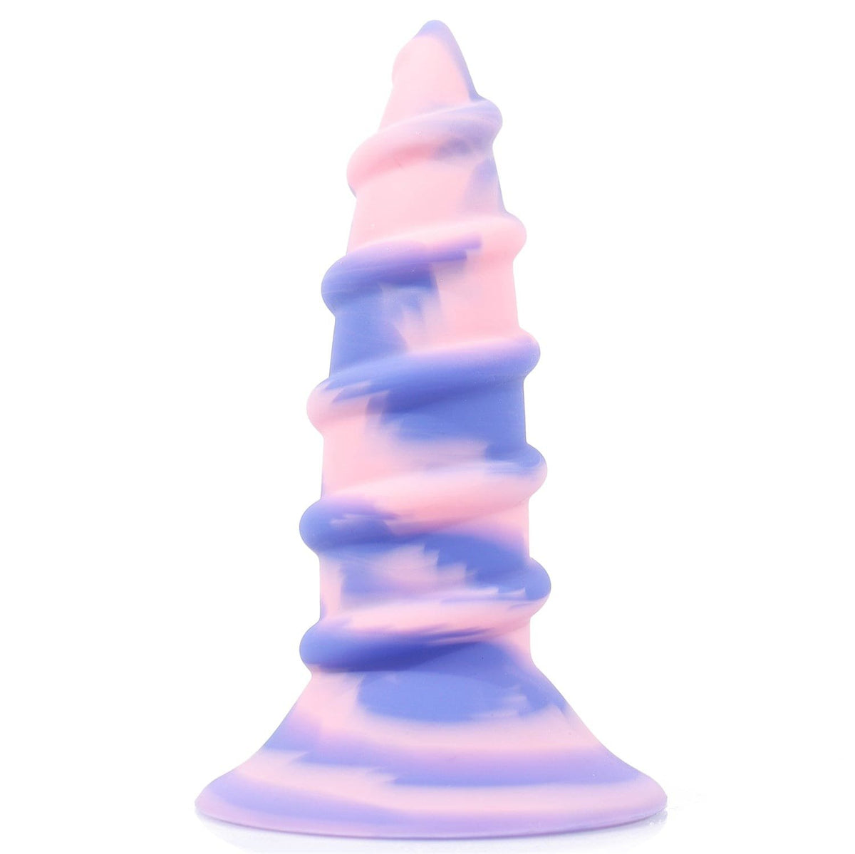 Purple Mixed Color spiral screw-shaped silicone anal plug with suction cup base