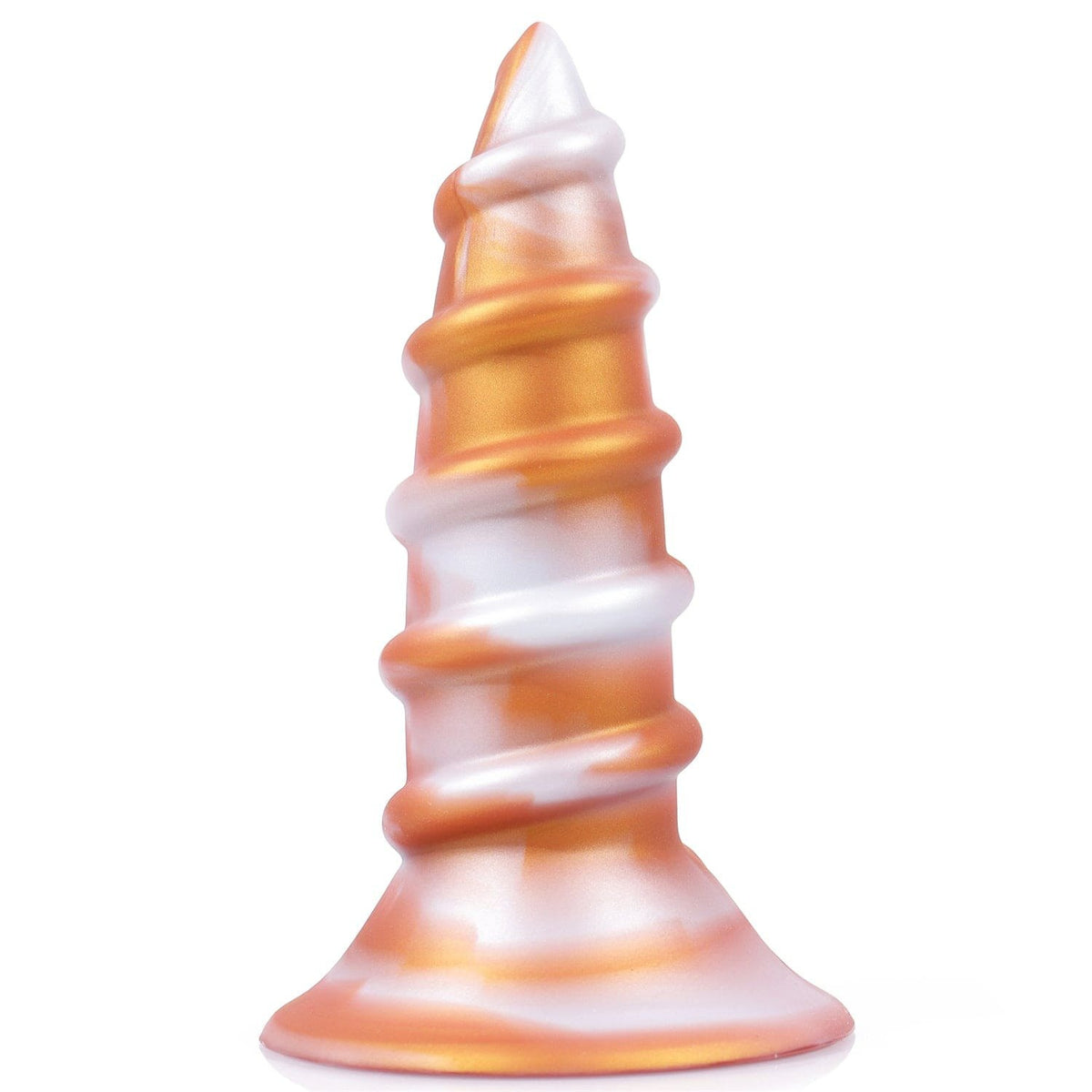Spiral screw-shaped silicone anal plug with suction cup base, photo 1