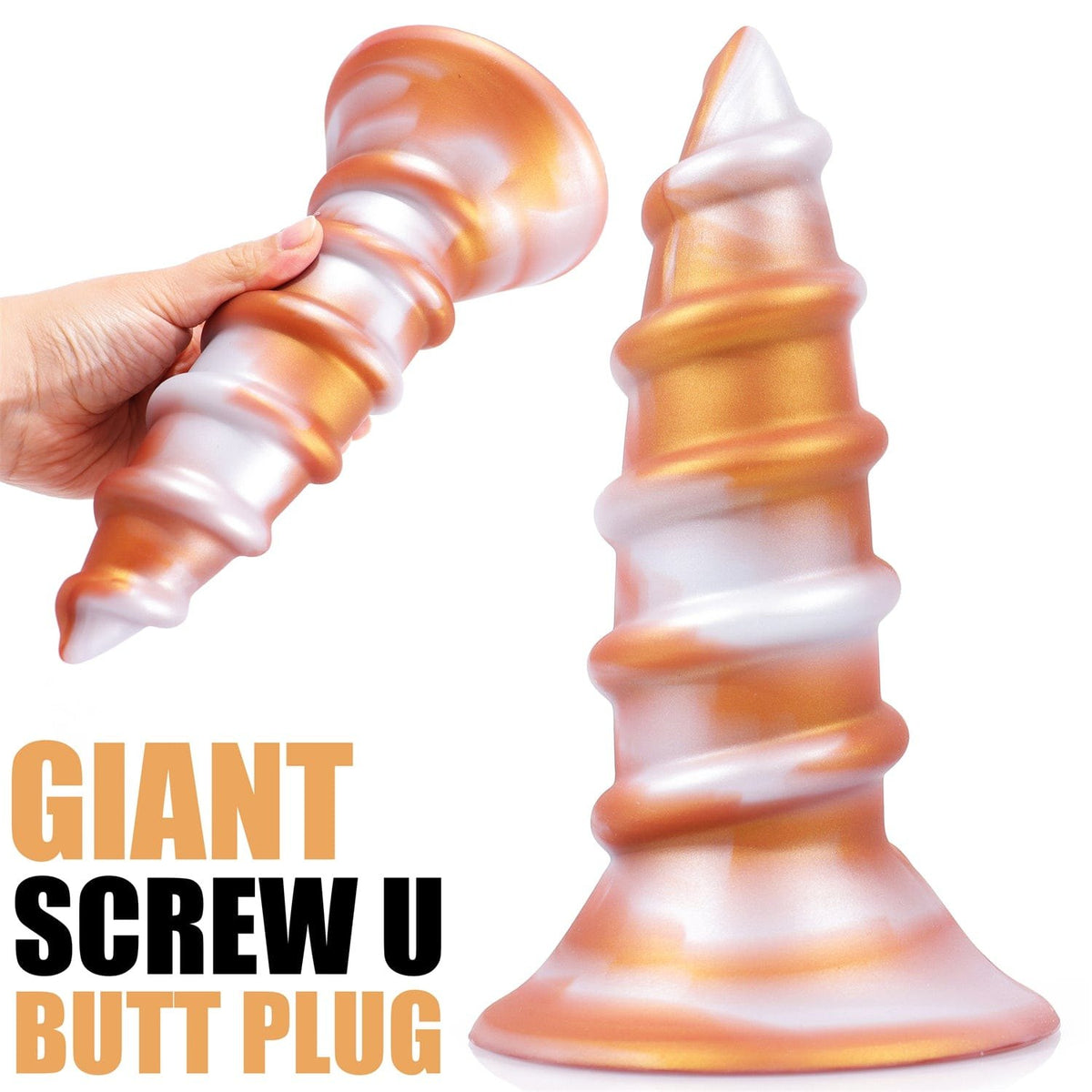 Spiral screw-shaped silicone anal plug with suction cup base, photo 2