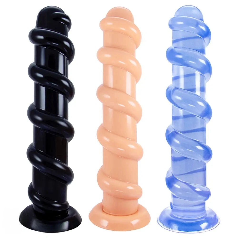 Spiral textured suction cup dildo, photo 1