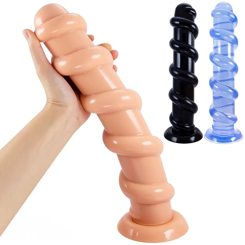 Spiral textured suction cup dildo, photo 11