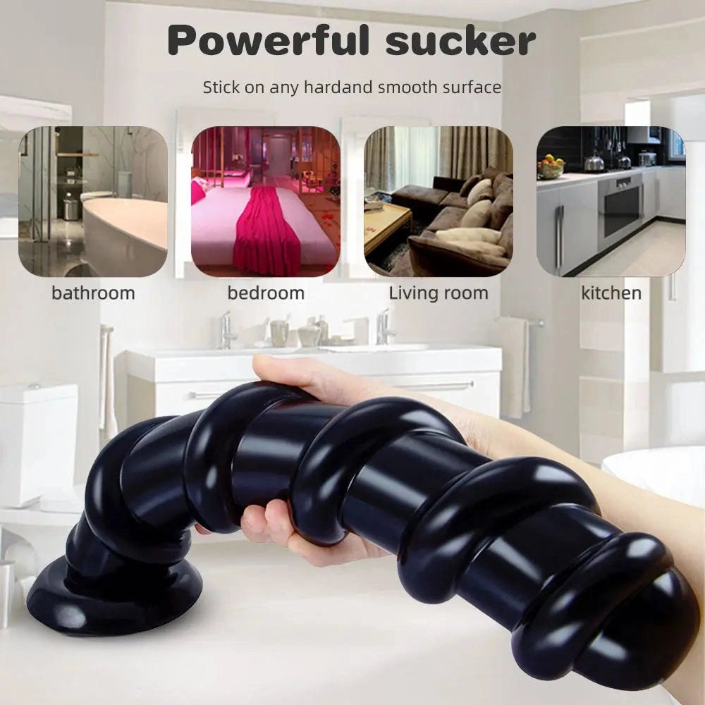 Spiral textured suction cup dildo, photo 12