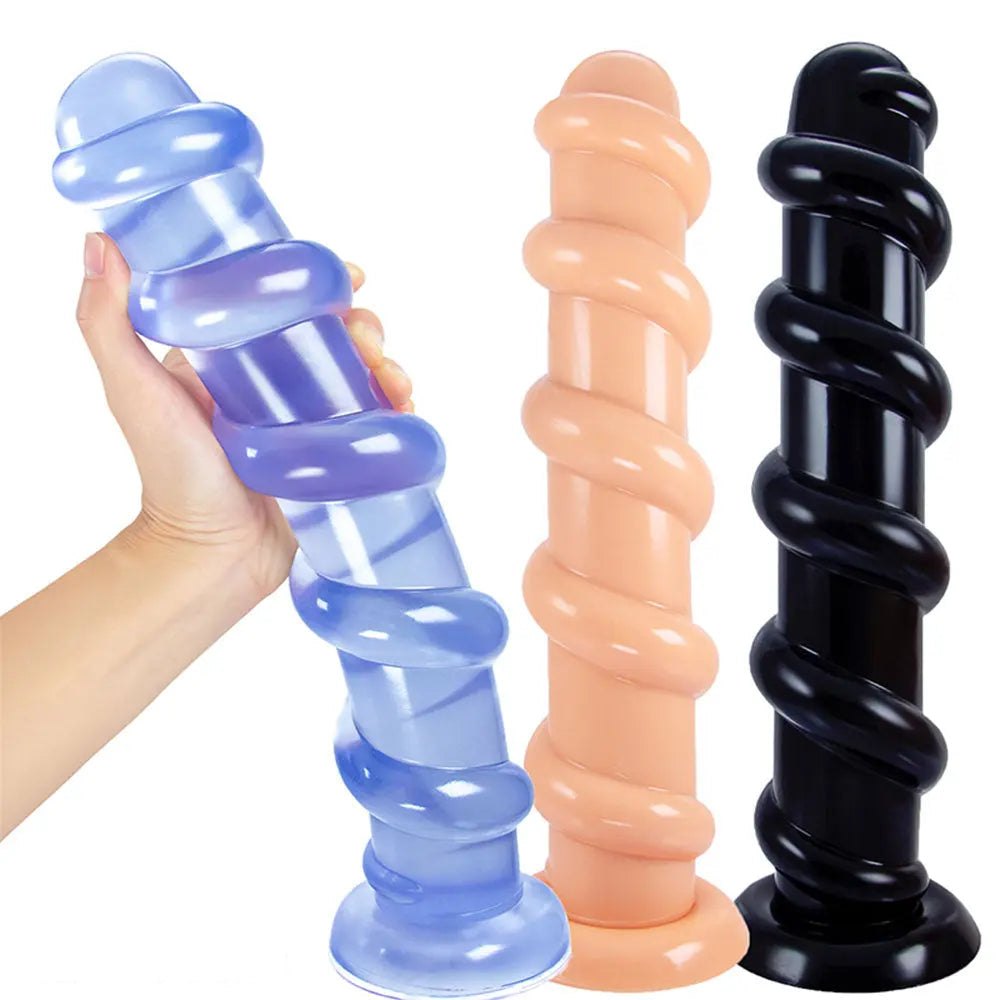 Spiral textured suction cup dildo, photo 3