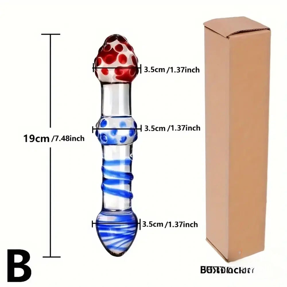 Clear glass dildo with spiral color swirl, photo 10