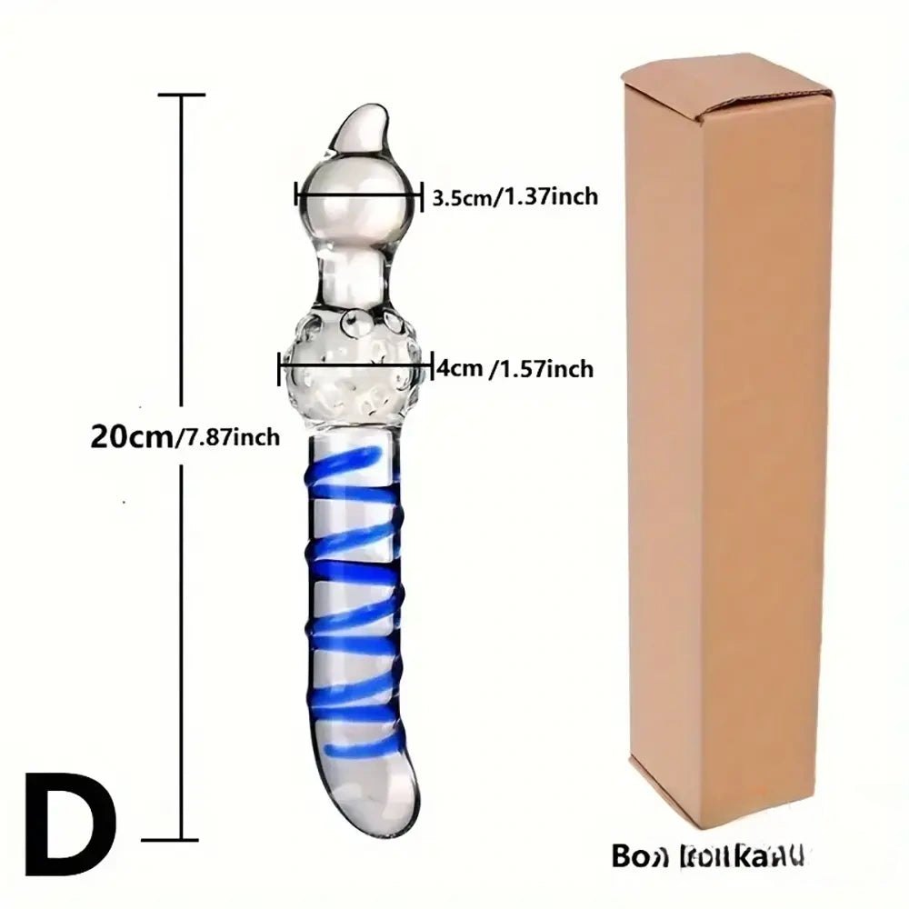 Clear glass dildo with spiral color swirl, photo 12