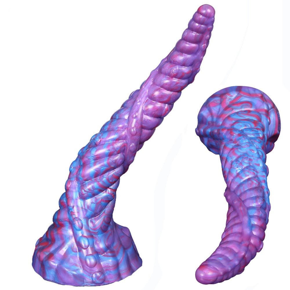 Blue and purple marbled tentacle fantasy dildo, photo 2