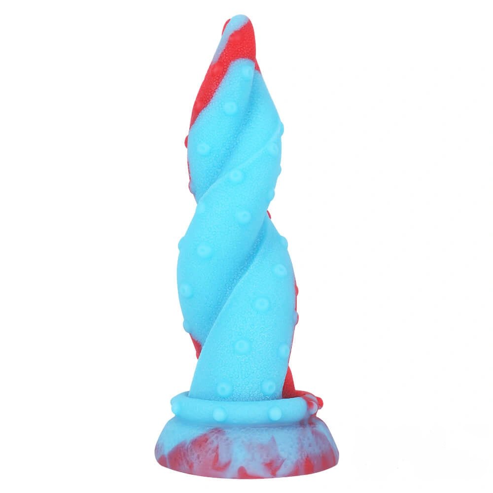 Red and blue spiral tentacle fantasy dildo, photo 4