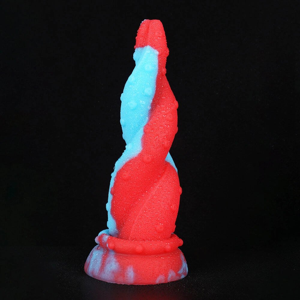 Red and blue spiral tentacle fantasy dildo, photo 9
