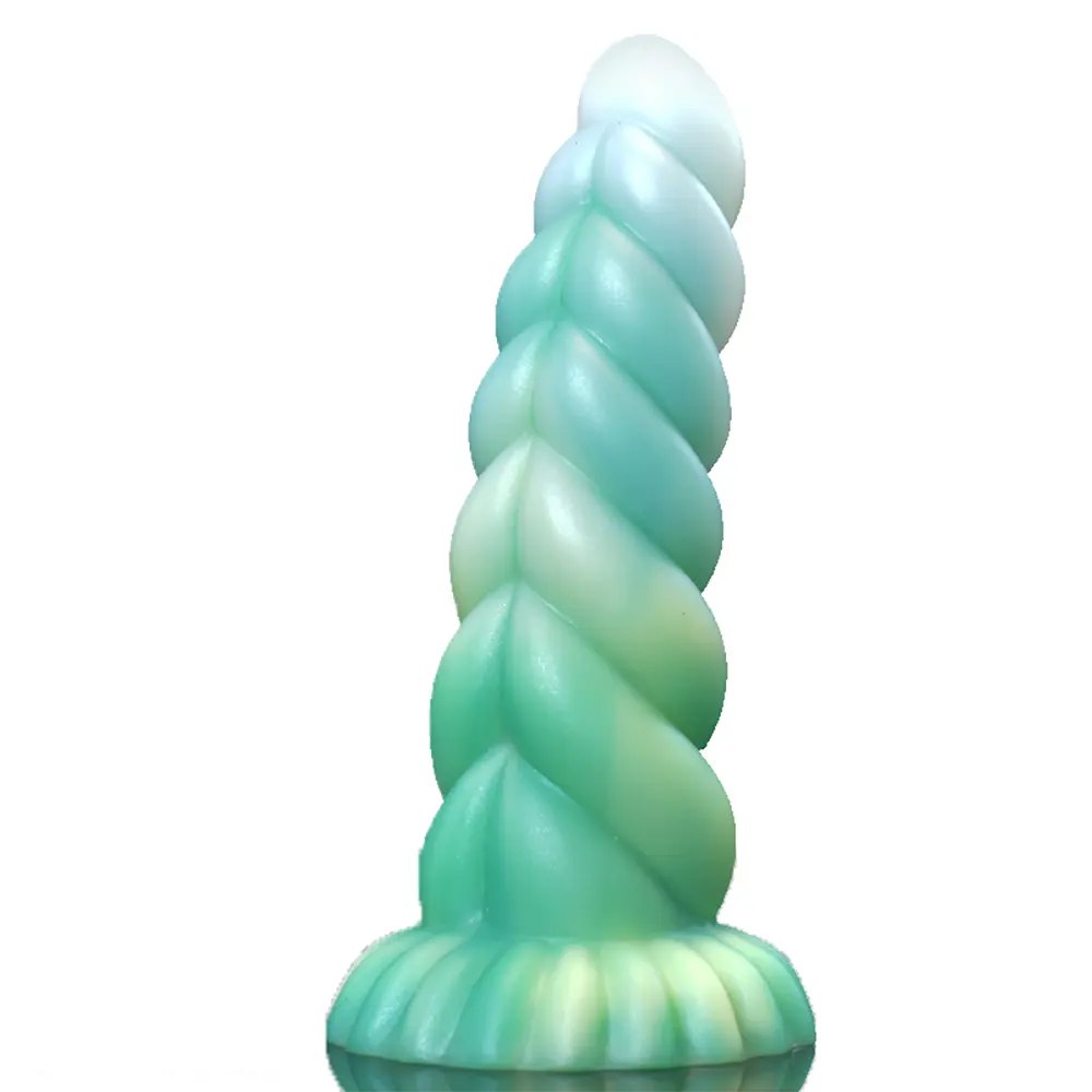 B spiral tentacle silicone fantasy dildo with glow finish