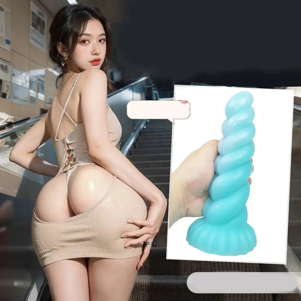 Spiral tentacle silicone fantasy dildo with glow finish, photo 10